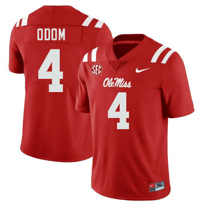 Ole Miss Rebels #4 Caleb Odom College Football Jerseys Stitched-Red